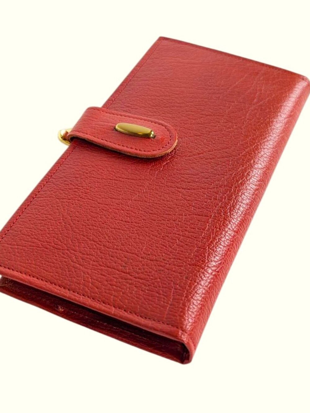 Vintage ROLFS Red Buffalo Calf Leather Wallet – Bifold Checkbook Clutch, Made in - Picture 10 of 11